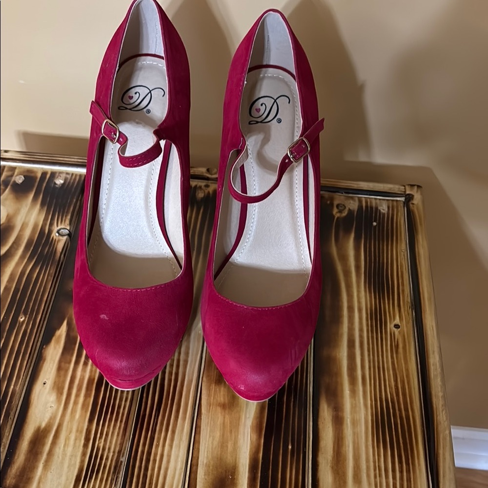 Elegant Red suede Women's Mary Jane Shoes